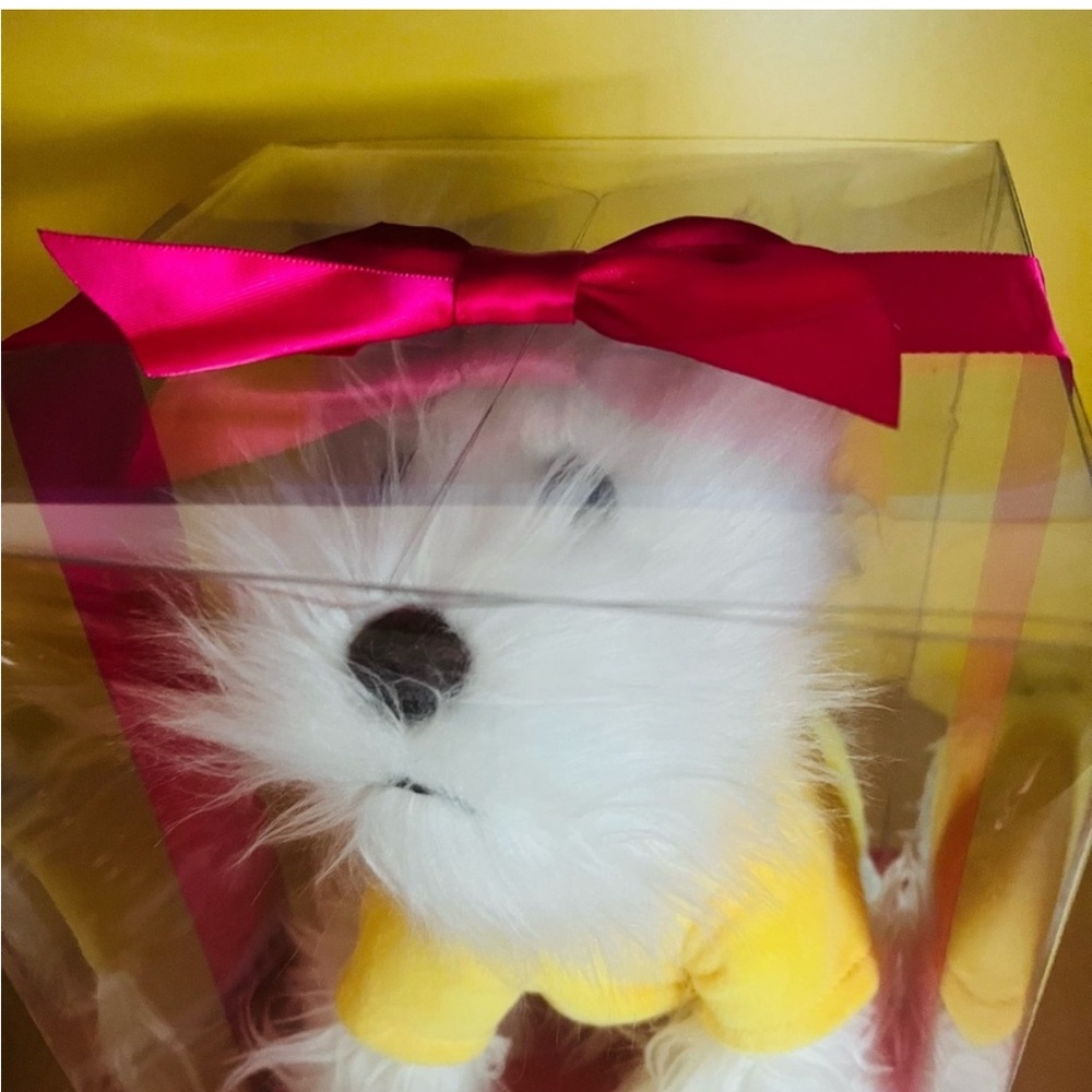 Plush Toy with Pink Ribbon and Yellow Outfit juicy couture